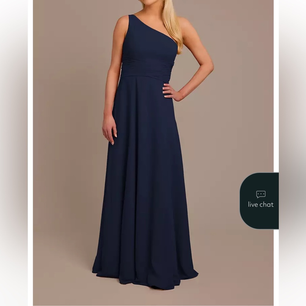 Navy Marine One-Shoulder Davids Bridal Bridesmaid Dress